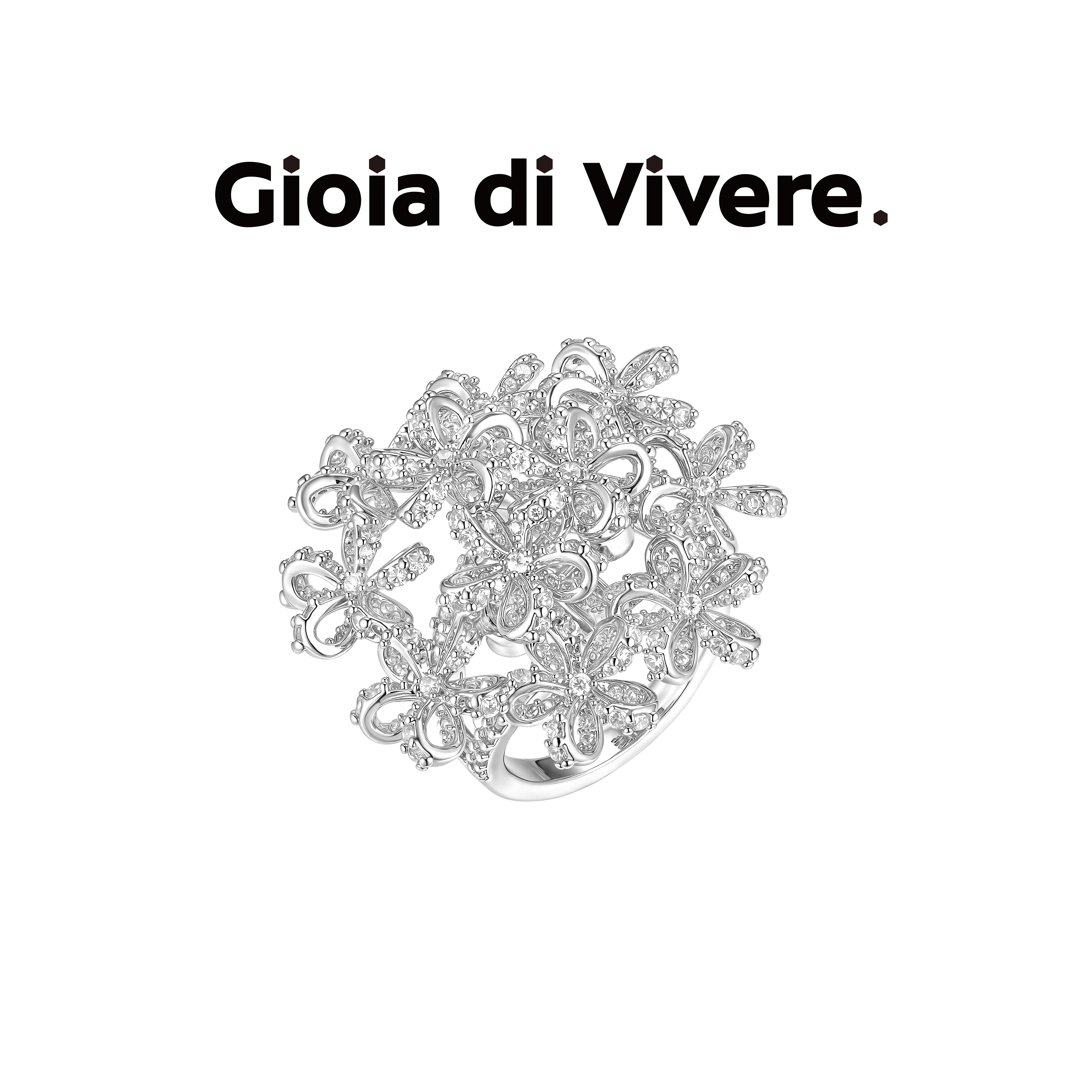 GdV花影系列水晶花簇戒指精致日常百搭轻奢花团指环送女友礼物