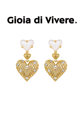 【张柏芝同款】GdV爱心系列贝母爱心耳环水晶心形耳饰送女友礼物