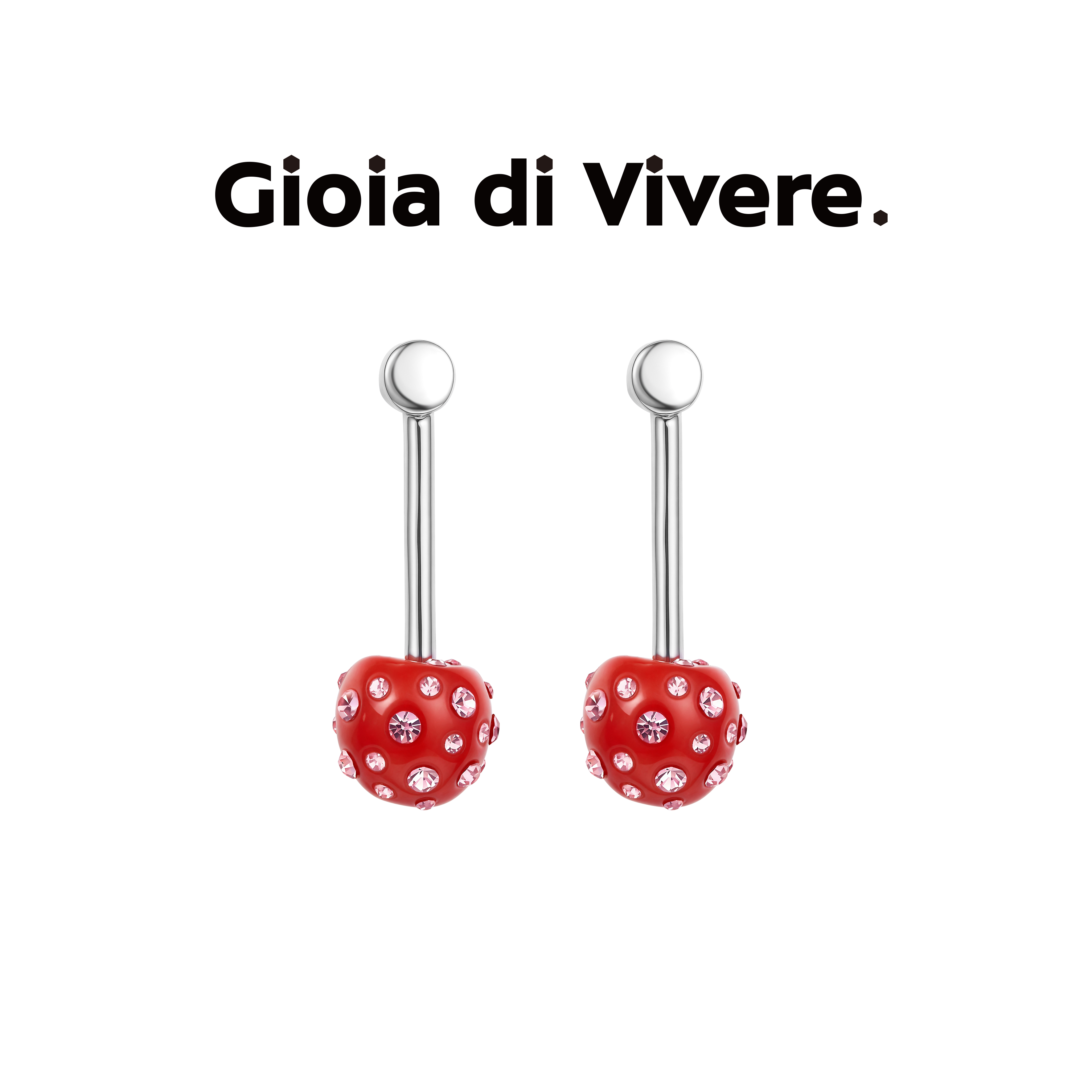 GdV水果系列水晶樱桃耳针耳夹潮流简约女款耳饰日常佩戴生日礼物