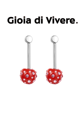 GdV水果系列水晶樱桃耳针耳夹潮流简约女款耳饰日常佩戴生日礼物