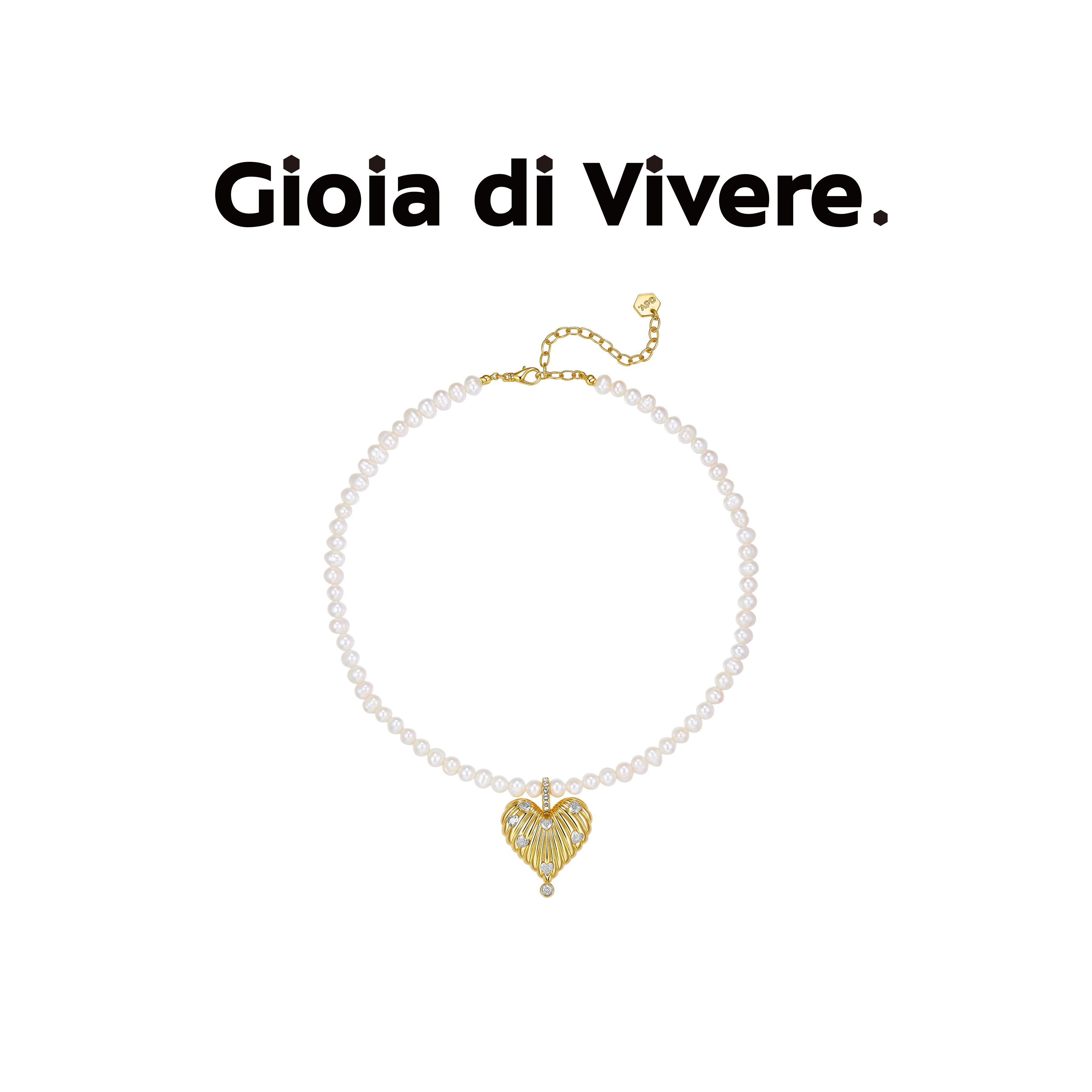 GdV爱心系列水晶爱心珍珠项链轻奢通勤时尚锁骨链七夕送女友礼物