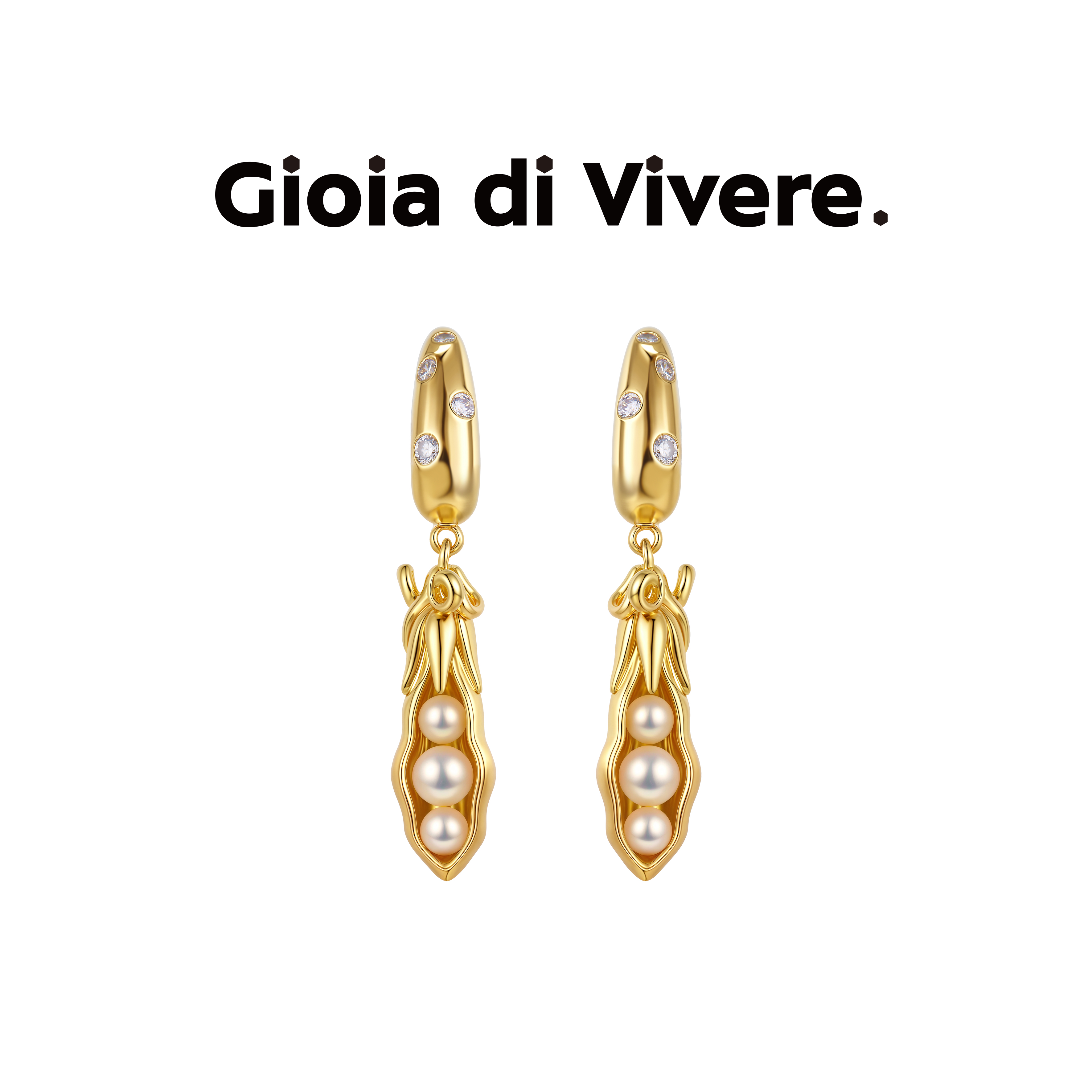 GdV有趣系列珍珠豌豆荚耳饰可爱时尚通勤女款耳饰七夕礼物送女友