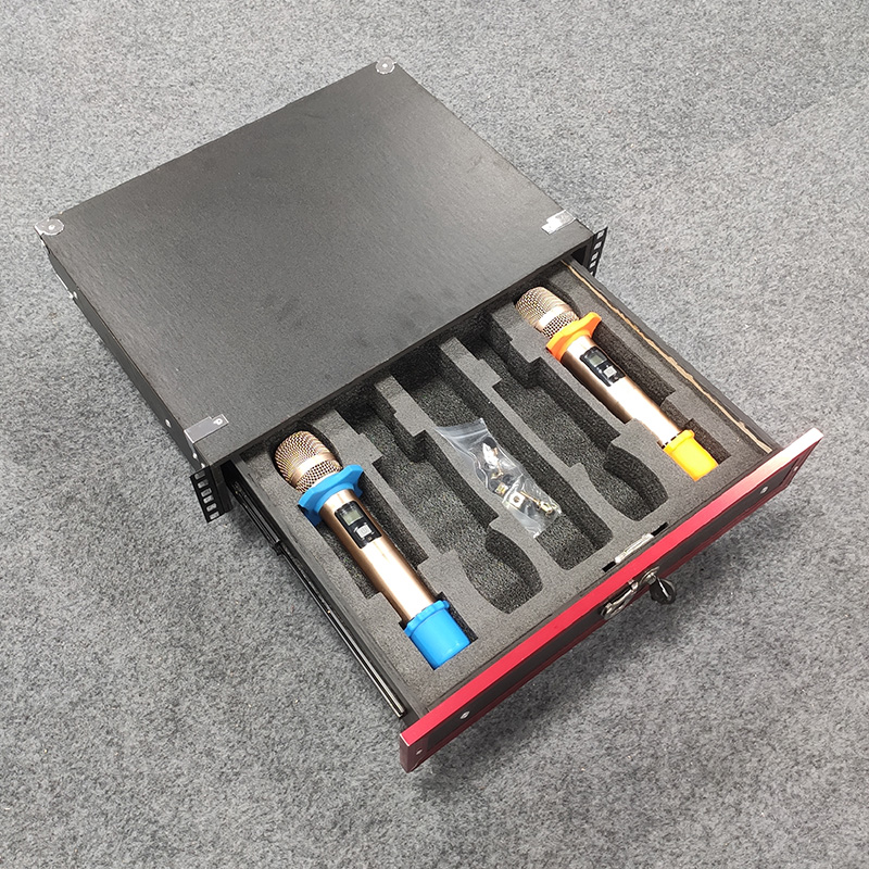 2U全金属航空箱抽屉3U木质抽屉通B用家用KTV功放机柜带锁带手持棉