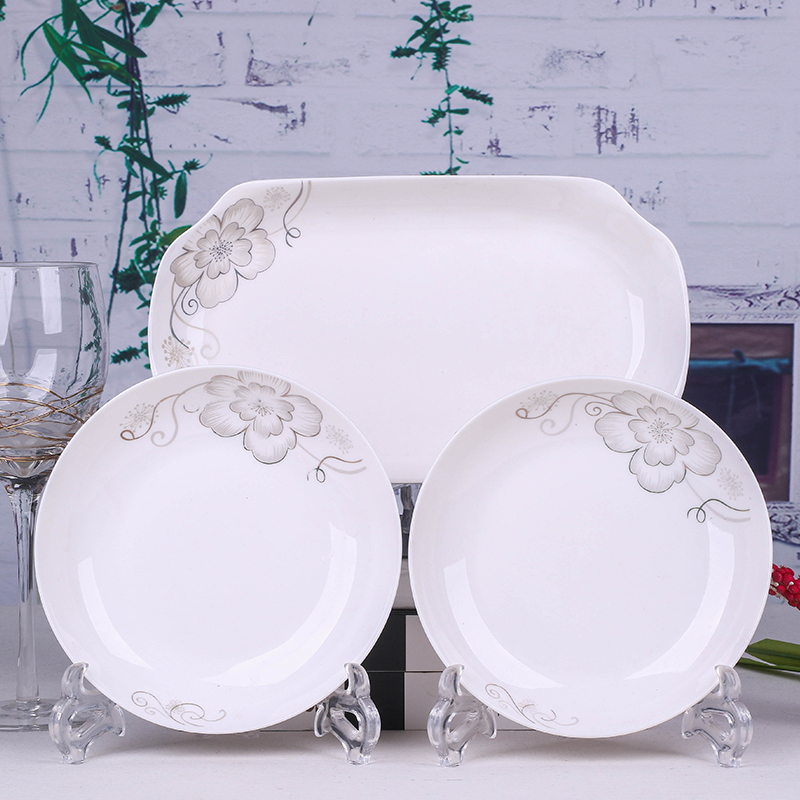 陶瓷家用5个菜盘1鱼盘饭u盘汤盘创意盘陶瓷菜盘子骨瓷碟子可微波