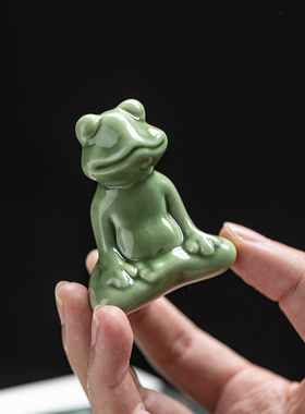 陶瓷小青蛙摆件茶台桌面茶宠茶玩家居庭院花N园鱼缸造景装饰品摆