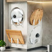 304不锈钢厨房放锅盖架案板砧板菜板放置物架子神器免打孔壁挂式