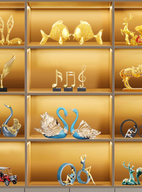 轻奢酒柜装饰品摆件客厅电视柜y高端大气上档次玻璃柜现代家居摆