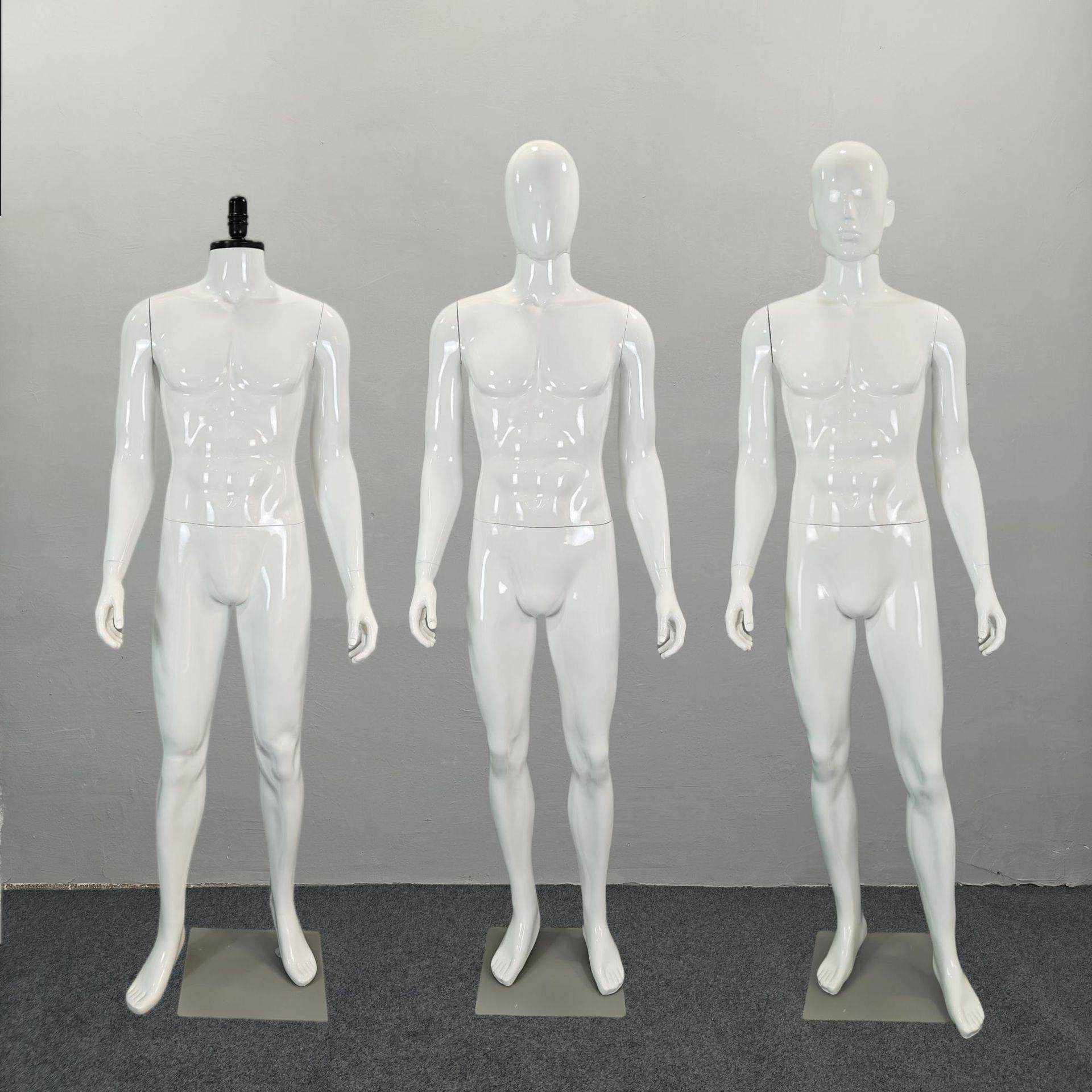 男服装模特展示道具 橱窗男模成人全身亮白烤漆站模假人体送底座