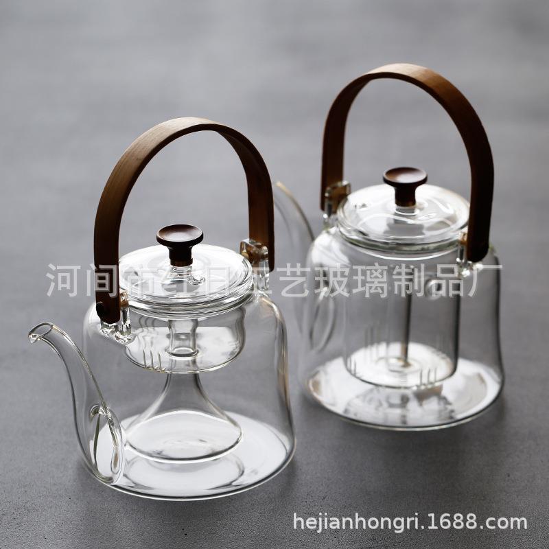 日式家用玻璃提梁壶耐高温电陶炉大号蒸茶煮茶壶透明加厚泡花茶壶