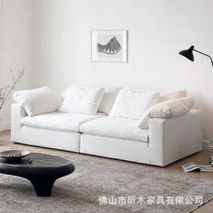 Cloud云软沙发慵懒简约亚麻布艺羽绒模块白色组合极简北欧风