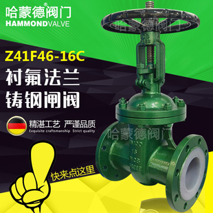 衬四氟铸钢闸阀全衬氟法兰闸阀耐酸碱防腐蚀阀门Z41F6 16CDN25