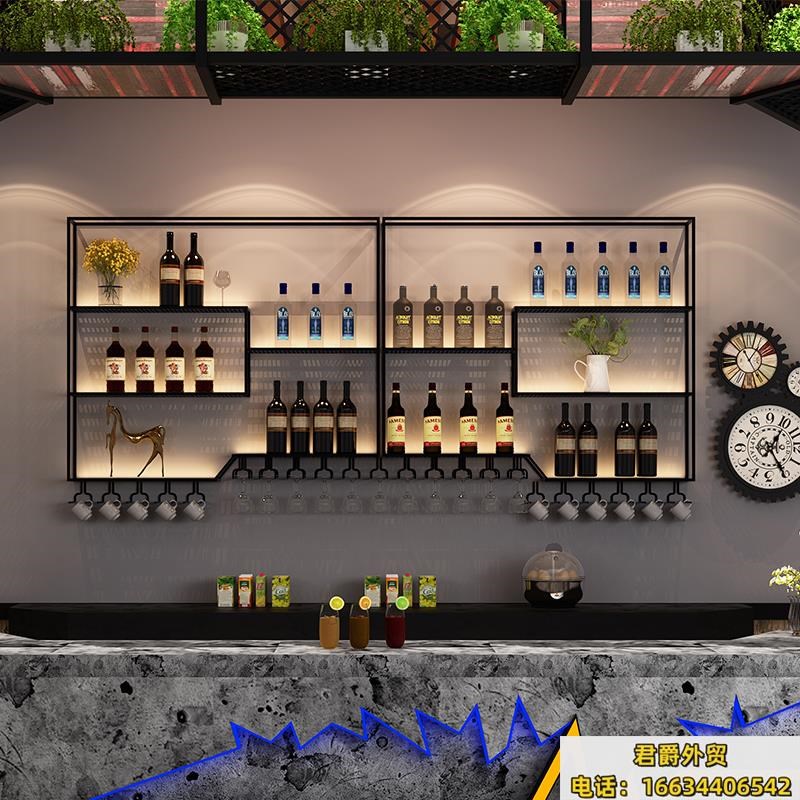 铁艺酒架创意墙上置物架餐厅酒吧吧台红酒架壁挂式轻奢红酒展示架