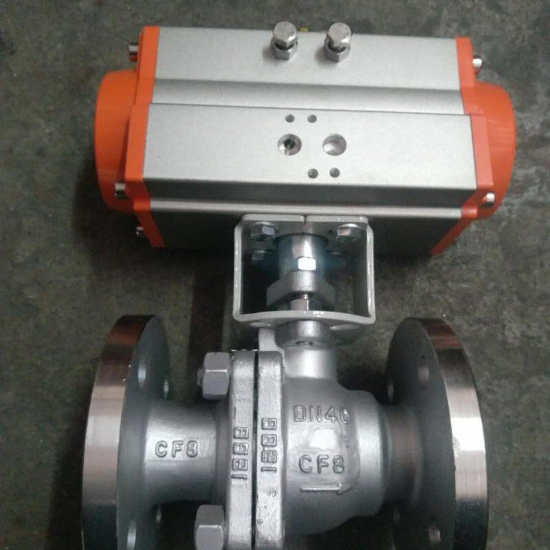 304不锈钢AT气动法兰球阀 Q641F-16P气动法兰球阀