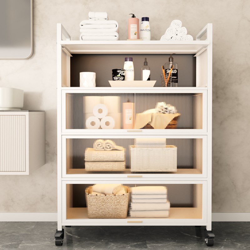 卫生间置物架浴室厕所夹缝透明收纳柜洗手间防水落地可移动储物柜