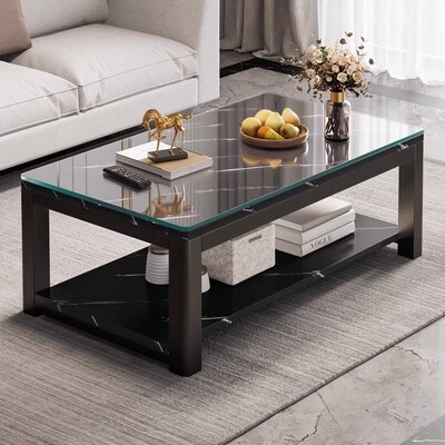 茶几客厅家用简约现代小户型长方形桌子泡茶桌办公室钢化玻璃茶