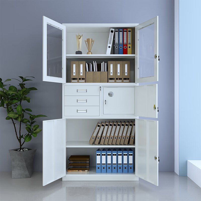 江门偏三保办公文件柜钢制铁皮密码柜财务凭证柜带锁储物柜档案柜