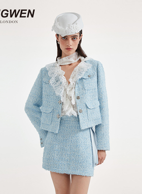 KINGWEN设计师品牌 2025秋季新款小香风外套复古气质高级半裙套装