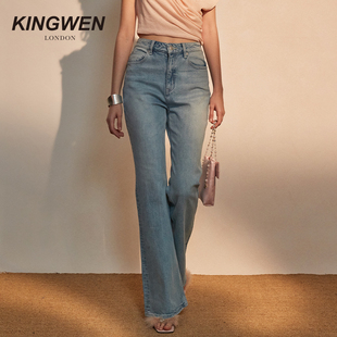 水洗微喇修身 KINGWEN2025秋季 张雨绮同款 丹宁女牛仔裤 张予曦