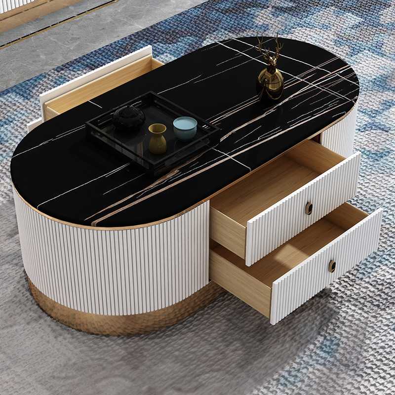 轻奢电视柜茶几组合收纳柜后现代简约岩板矮地柜客厅北欧港式风格