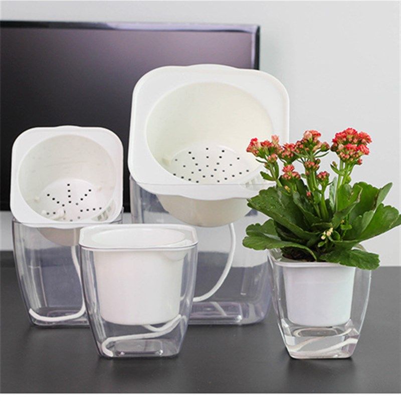 透明懒人盆 自动吸水盆 树脂方形盆栽绿萝种植水培植物水培花瓶,工业油品/胶粘/化学/实验室用品,实验室漏斗,淘宝优惠券,粉丝福利购,淘宝优惠卷