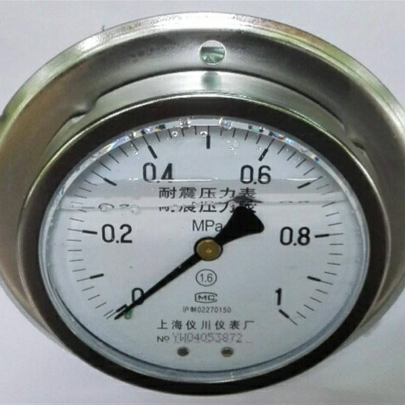 轴向带边耐震压力表 yn-100zt 1mpa上海仪川仪表厂 100MM M20X1.5