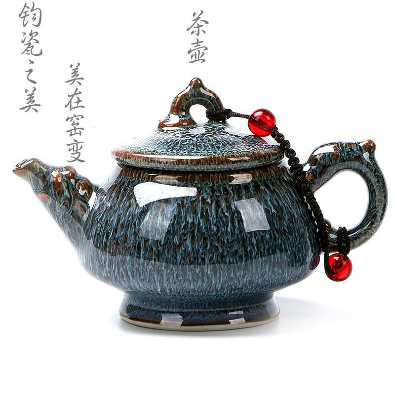 田禾窑均窑茶壶天目釉油滴家用中式功夫茶具窑变手把壶纯手工复古
