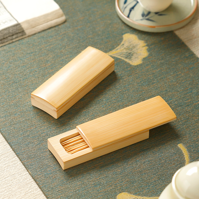 创意纯手工竹制老玉竹牙签盒精磨便携式牙签罐竹盒文玩把件小盒子