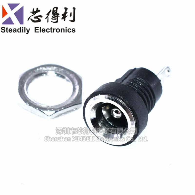 优质DC电源插座 全铜 DC-022B 5.5*2.1/2.5MM 2脚 圆孔螺纹螺母