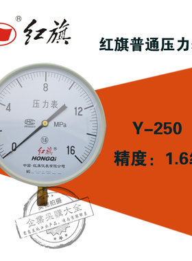 红旗Y-250 0-0.1/0.16/0.4/1.6/1/2.5/10/40mpa1.6级水油气压力表