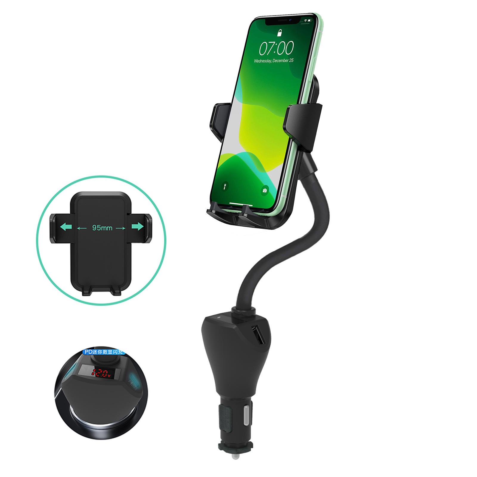 车载充电器磁吸手机支架点烟口双USB导航电动车快充磁吸无线充