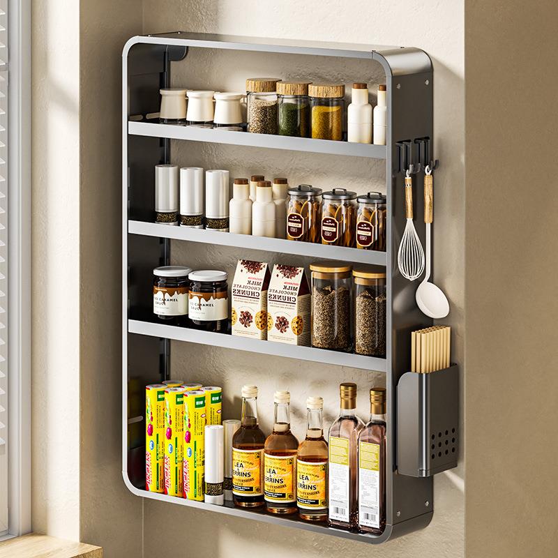 厨房置物架免打孔多功能家用壁挂式调味料筷子酱油瓶用品大全收纳