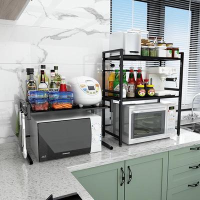 可伸缩厨房置物架微波炉架子烤箱置物架家用台面放电饭锅收纳架子