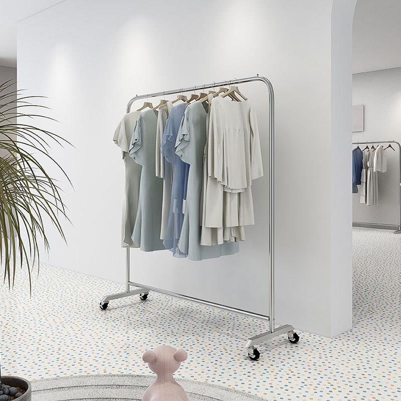 服装店展示架落地衣架不锈钢拉丝银男女装货架挂衣架衣服架子