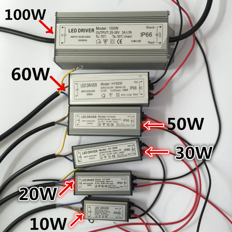 LED投光灯驱动电源宽压90-240V恒流防水电源适配器10W--100W电源