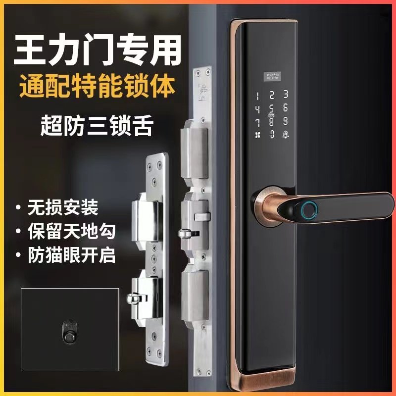 王力门专用智能锁家用防盗门指纹锁安全门刷卡电子密码锁免换锁体