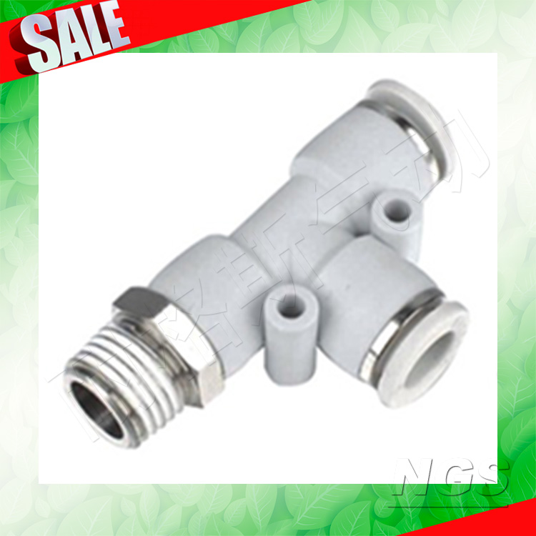 白色镀镍侧螺插管三通气动接头PD APD BPD4/6/8-M5/01/02/03/04