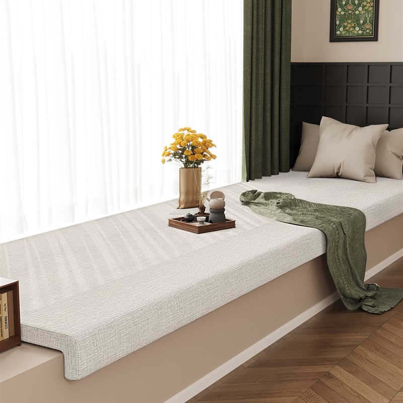 飘窗垫带垂边窗台改造q神器沙发卧室阳台坐垫棉麻榻榻米垫子定制