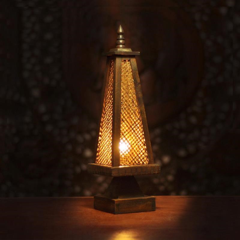 实木风格台灯复古客厅中式东南亚F灯具装饰台灯卧室床头灯书房