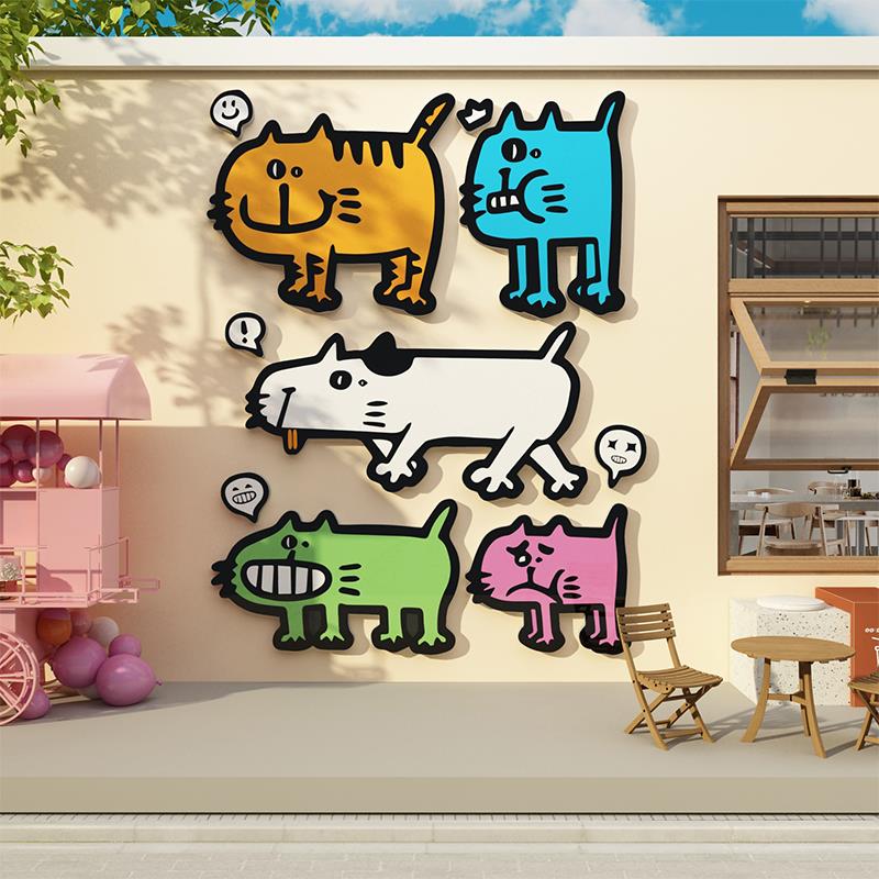 咖啡店馆角墙面装饰门口头外吸引人网红打卡拍照区氛围布置摆件贴