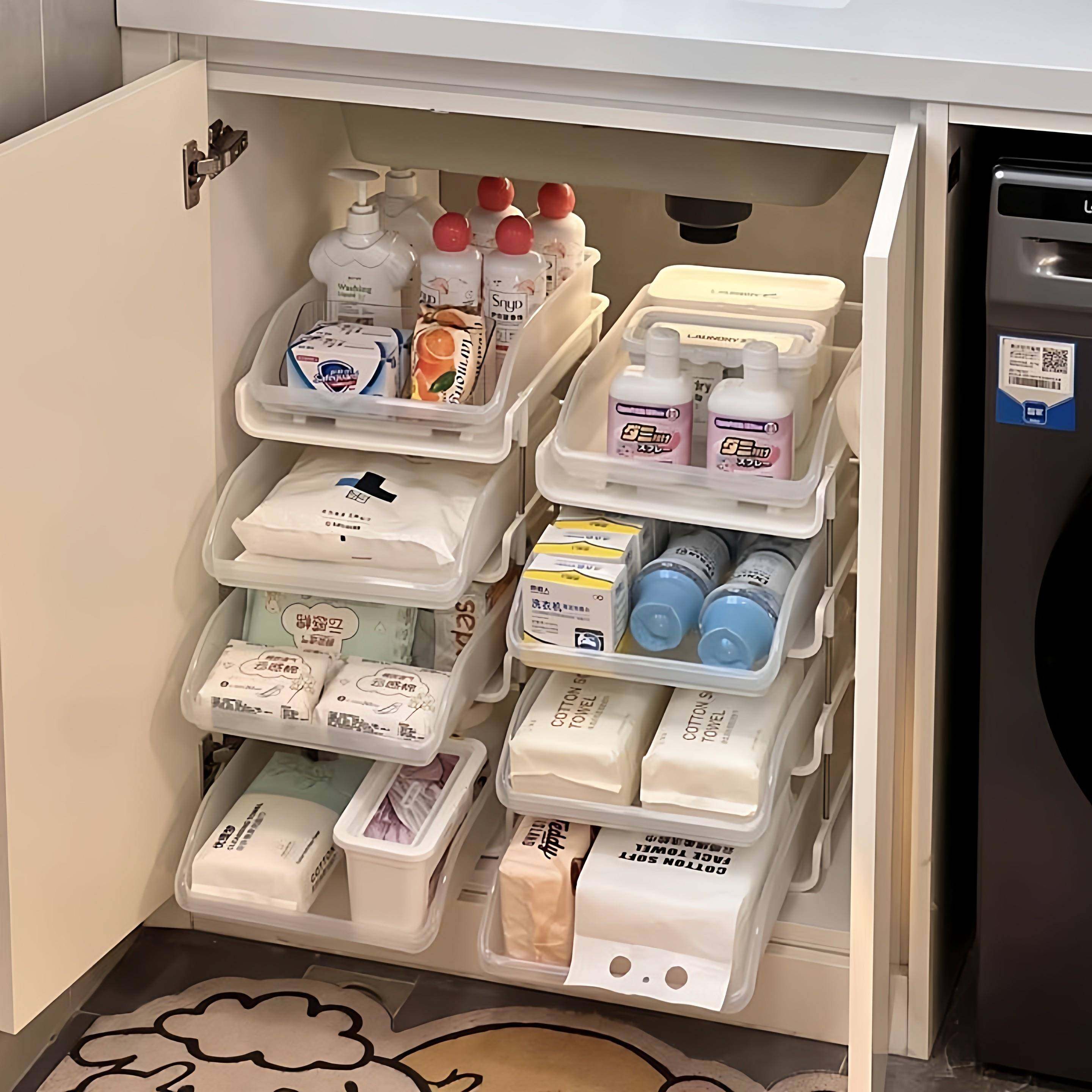 洗手台下收纳架家用浴室可叠加多层分格置物架多功能抽拉式储物盒,收纳整理,整理架/置物架/收纳架,淘宝优惠券,粉丝福利购,淘宝优惠卷