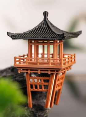 微景观中式景观假山亭模型吸水房和陆屋鱼缸盆景悬吊亭摆件