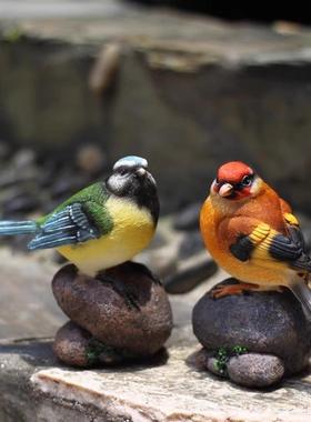 创意户外花园假山庭院阳台家居摆设酒柜装饰树脂仿真小鸟桌面摆件