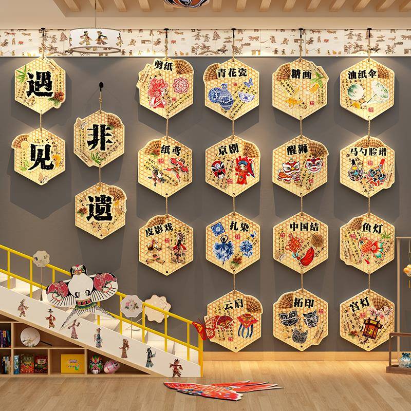 幼儿园非遗文化主题墙面装吊饰场景布置中国传统教室环创成品材料