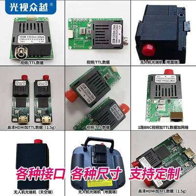FPV穿越机图传模块 HDMI高清无人机TTL光端机UART/TTL/SBUS转光纤