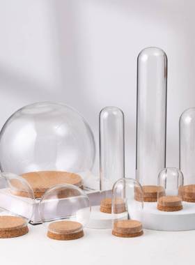 促销摆放创意静物花礼物桌面手办盲盒防尘罩容器软木塞玻璃瓶摆件