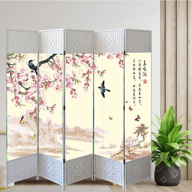 简易屏风隔断墙折屏遮挡简约现代折叠移动中式实木饭店布艺隔离