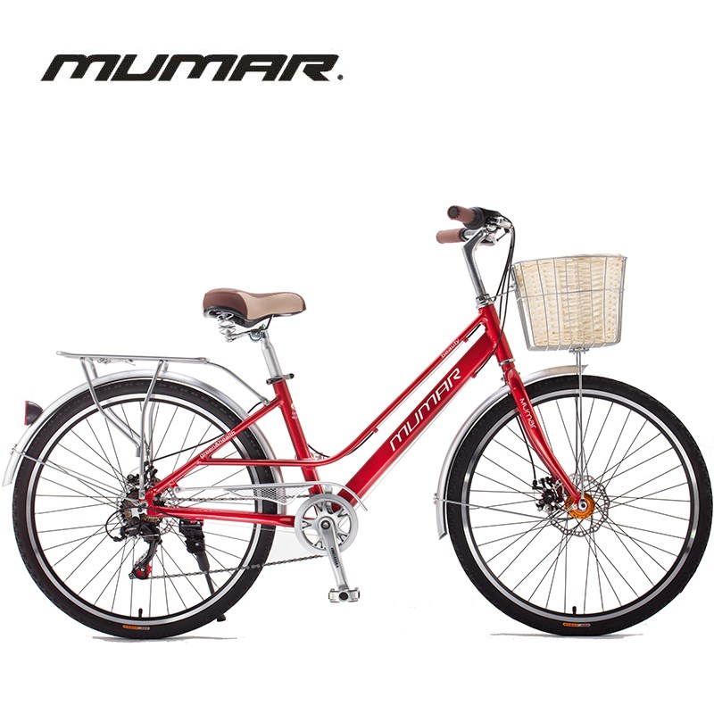 美国牧马人自行车女式26寸铝合金变速碟刹淑女Q男通勤学生轻便单