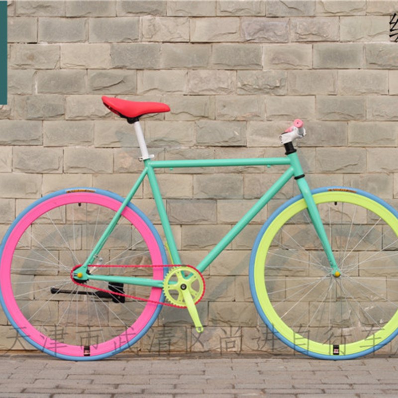 厂家发货40刀死飞自行车活飞倒骑倒刹男女款学S生自行车彩色死飞