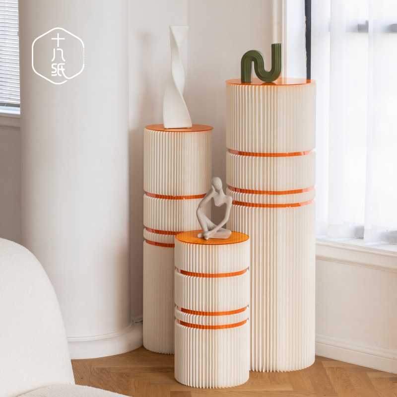 十八纸置物架落地展示架商场橱窗展会圆形陈列架创意折叠便携展架