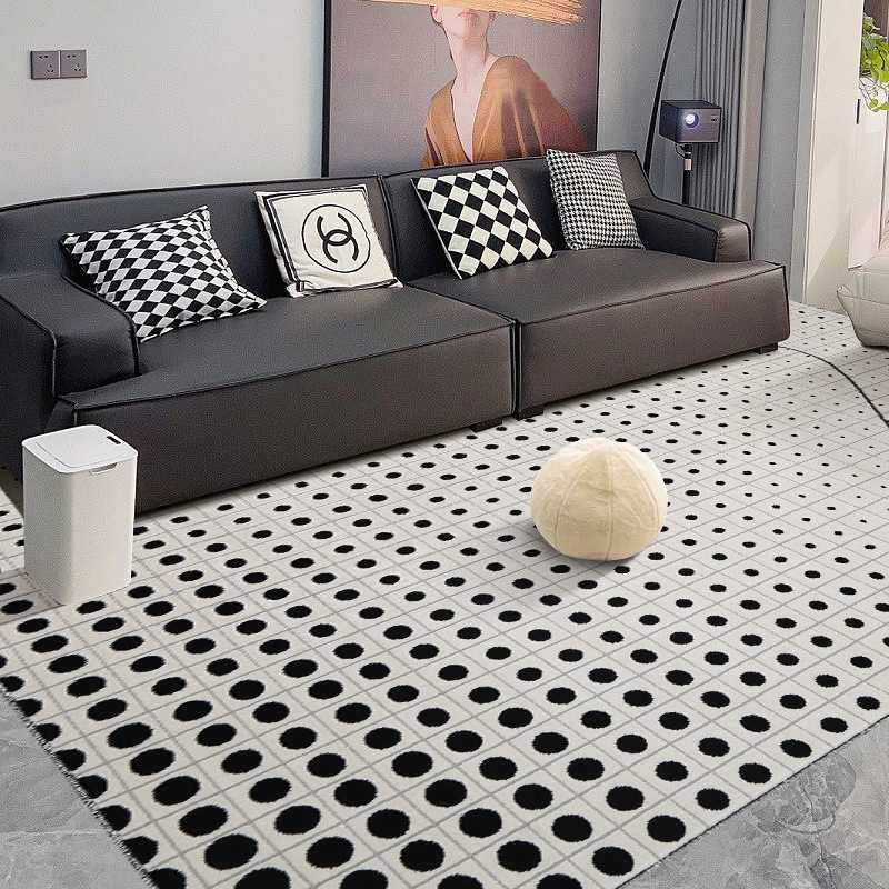 现代简约地毯客厅卧室地垫ins风美欧式床边黑白灰茶几毯几何图案